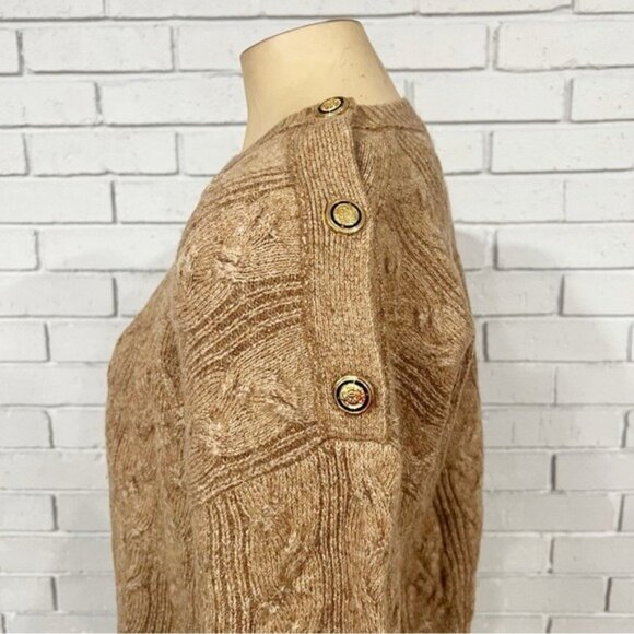 J.Crew Cable‑Knit Supersoft Sweater w/Shoulder Buttons | Cozy & Stylish - Size L - Picture 4 of 9